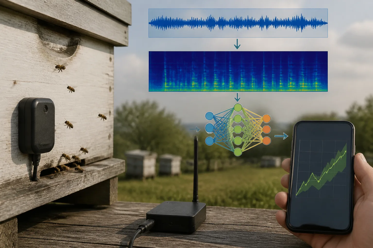 Illustration for New audio tensorgram method aims to improve honey bee colony monitoring