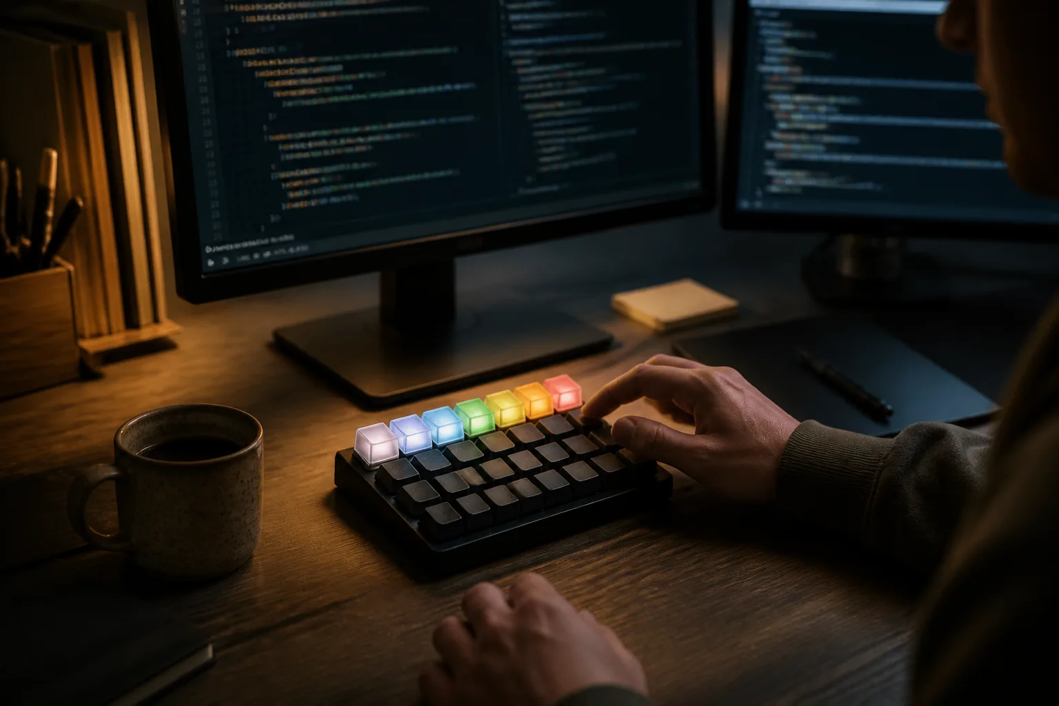 Illustration for OpenAI’s first branded device is a glowing keyboard built for Codex
