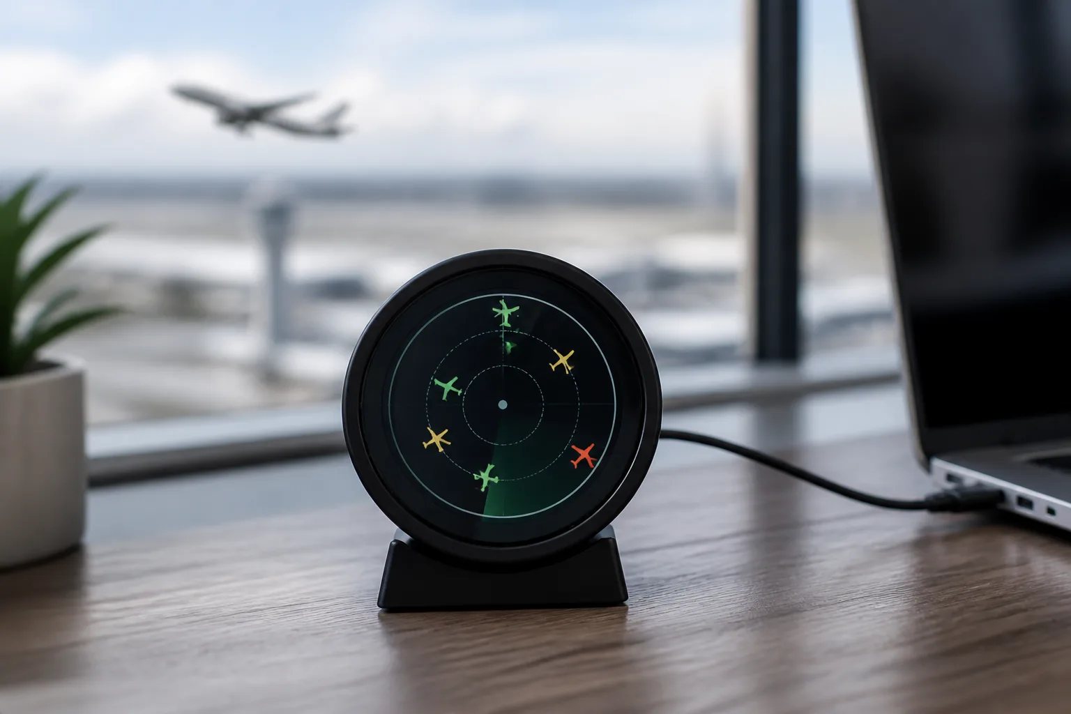 An ESP32 desk radar project turns live aircraft data into a tiny display