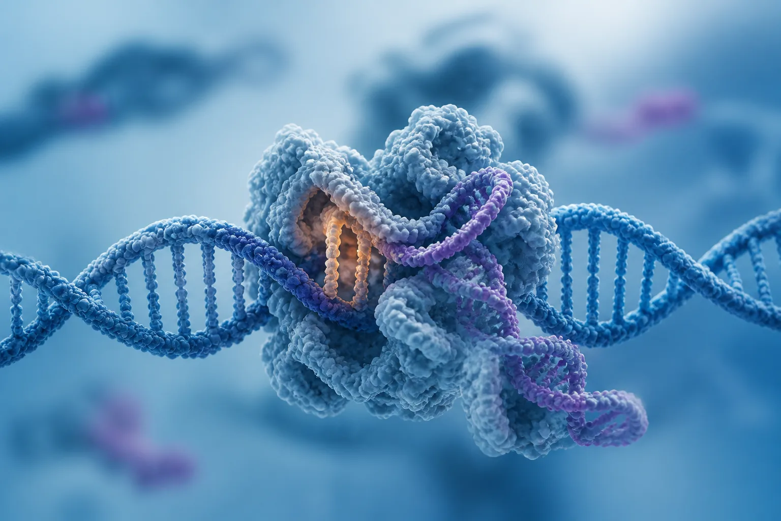 Illustration for Researchers are using AlphaFold to make gene-editing proteins less error-prone